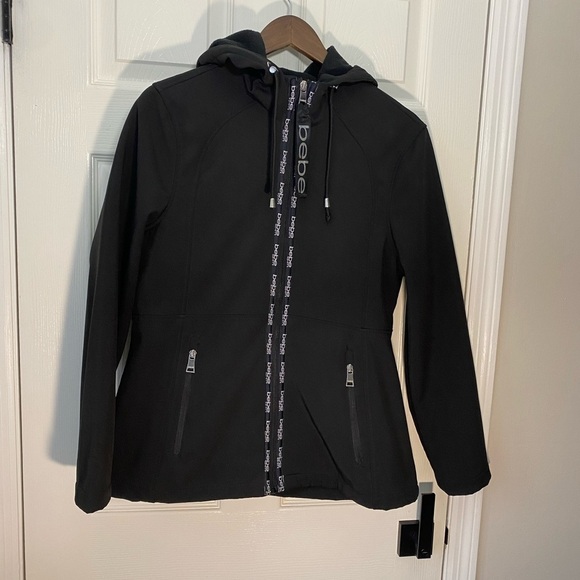Bebe Black Zip-Up Hoodie Jacket Women’s Large | Logo Activewear Loungewear - Picture 2 of 8